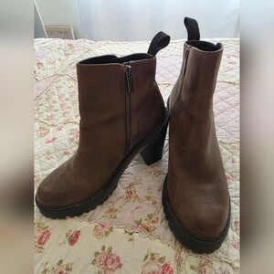 Dr. Martens Brown Heeled Boots with Chunky Heel